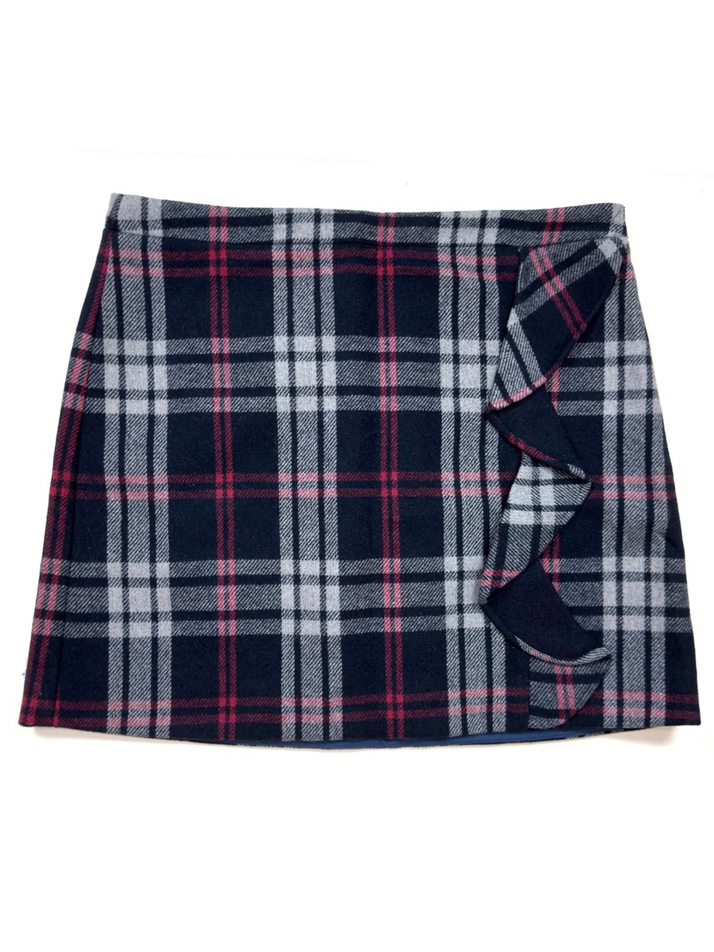 J. Crew Ruffle-Front Mini Skirt in Double-Serge Wool